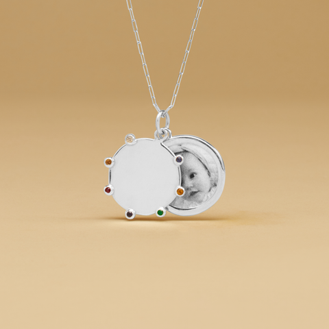 HERITAGE GEM PHOTO LOCKET PENDANT, SILVER - NEW