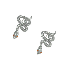 Load image into Gallery viewer, SNAKE EARRINGS, GOLD OR SILVER SAPPHIRE - BEATRIX OST COLLABORATION