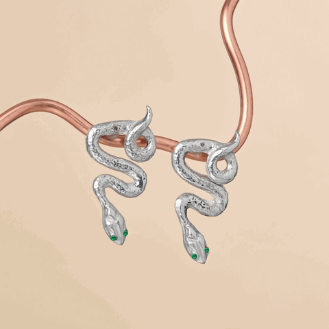 SNAKE EARRINGS, GOLD OR SILVER SAPPHIRE - BEATRIX OST COLLABORATION