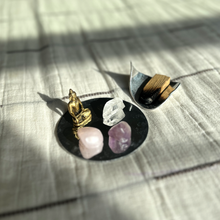 Load image into Gallery viewer, MINI/TRAVEL ALTAR COASTER WITH BUDDHA AND MEDITATION STONES - PEACE IS A STATE OF BEING