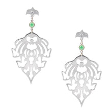 Load image into Gallery viewer, TEMPLE MOTIF EARRINGS WITH GREEN ONYX