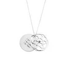 Load image into Gallery viewer, SEED OF LIFE NECKLACE SILVER + GREEN ERINITE SWAROVSKI CRYSTAL