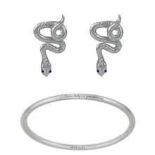 Load image into Gallery viewer, SET - SNAKE EARRINGS + IN YOUR BODY DIAMOND BANGLE (SAVE $30)