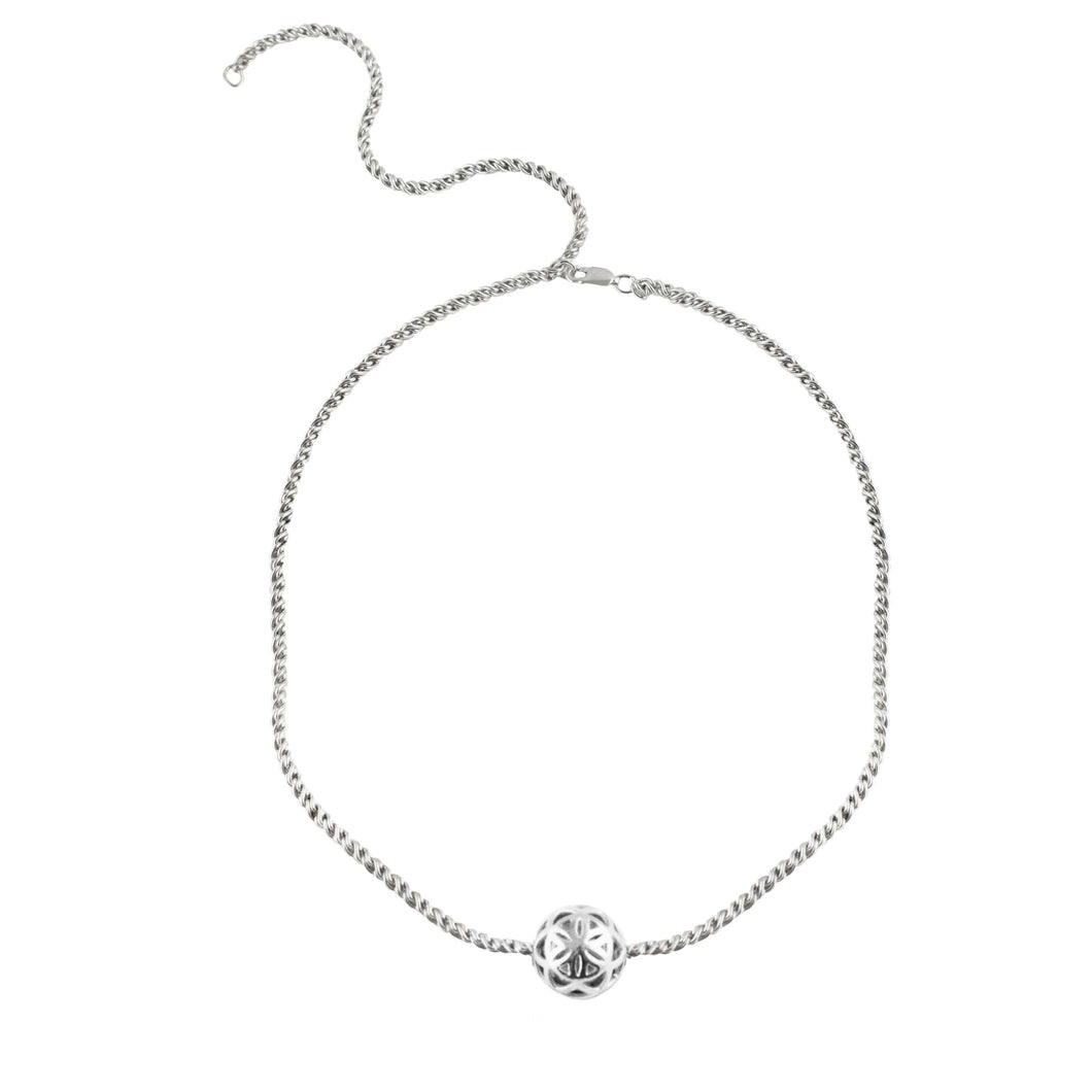 SPHERIC SEED OF LIFE CHOKER NECKLACE - SILVER